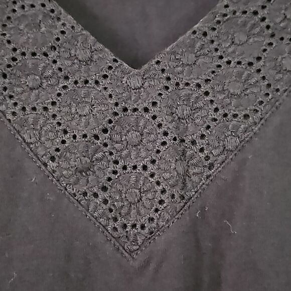 2/$15 Charter Club Women Super Soft Cotton Blend V-Neck Lace T-Shirt Top L - Picture 4 of 7